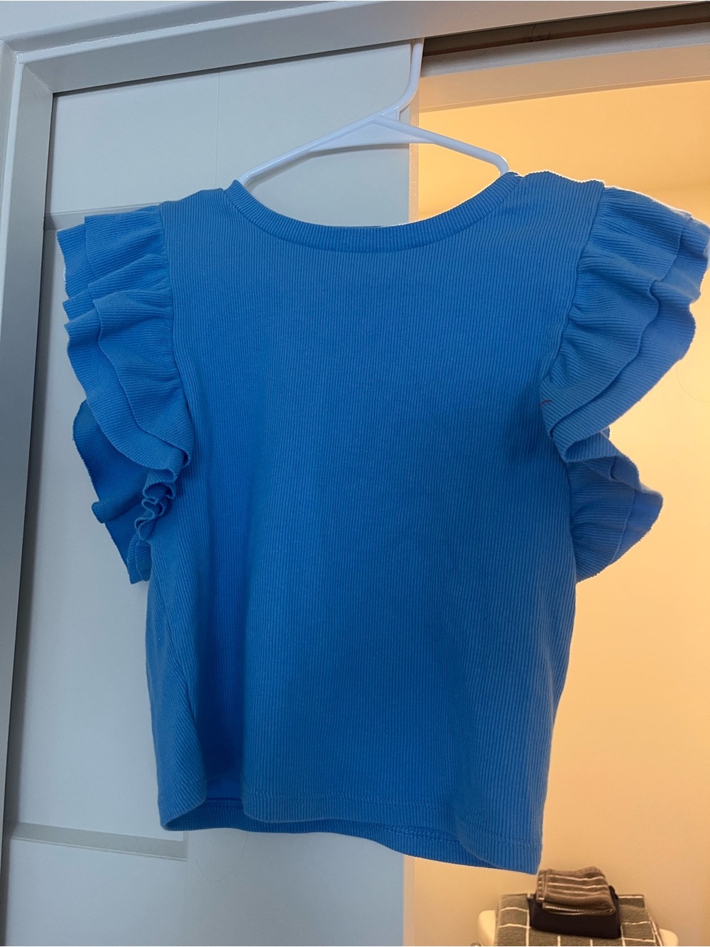 Blue Zara ruffle top